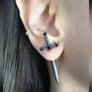 Dagger 🗡️ earrings mid evil Halloween goth swords ⚔️ cosplay jewelry dark black